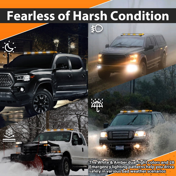Double - Side Amber/White Roof Top 50" COB LED Emergency Strobe Light Bar for Off - Road Truck/SUV/Tow Truck/Pickup - WeiSen - 70207011