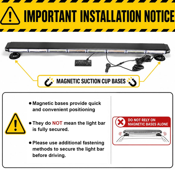 Double-Side Amber/White Roof Top 50" COB LED Emergency Strobe Light Bar for Off-Road Truck/SUV/Tow Truck/Pickup - WeiSen - 70207011