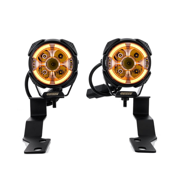 For 2005-2015 Toyota Tacoma Hood Hinge Ditch LED Pod Lights 3.5" – 3-Layer DRL, 6 Modes, DT Harness - WeiSen - 70104006+70201014