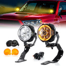For 2010-2024 Toyota 4Runner & 2007-2021 Tundra Hood Hinge Ditch LED Pod Lights 3.5" – 3-Layer DRL, 6 Modes, DT Harness - WeiSen - 70104003+70201014