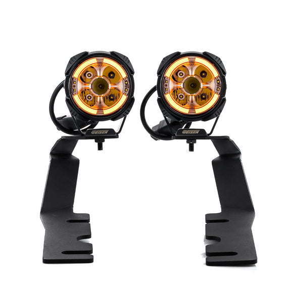 For 2019-2024 Dodge Ram 1500 Hood Hinge Ditch LED Pod Lights 3.5" – 3-Layer DRL, 6 Modes, DT Harness - WeiSen - 70104009+70201014