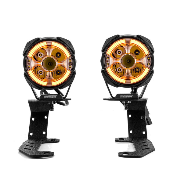 For 2022-2026 Chevy Silverado 1500 GMC Sierra 1500 Hood Hinge Ditch LED Pod Lights 3.5" – 3-Layer DRL, 6 Modes, DT Harness - WeiSen - 70104070+70201014