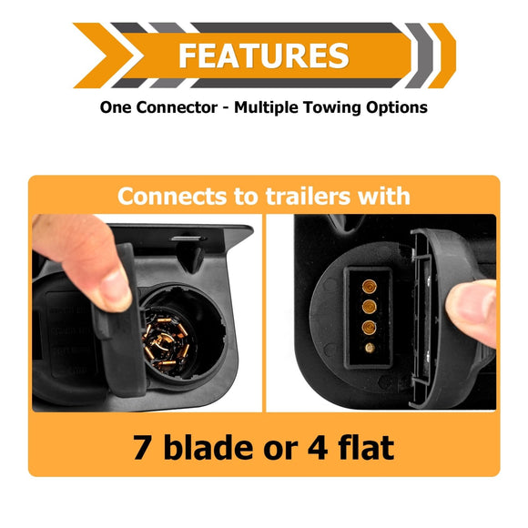 Ford Jeep Toyota Ram OEM Replacement 7 Way & 4 Way Trailer Connector Socket w/ Bracket - WeiSen - 70206064