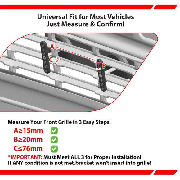 Front Grill No Drill License Plate Holder Universal for US Standard Plates (Bolt Pattern: 7x4.75") - WeiSen - 70302021