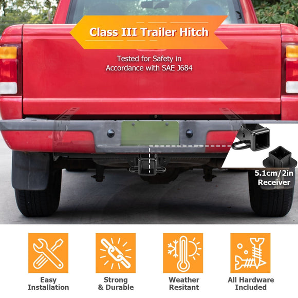 Heavy Duty Steel Class 3 Trailer Hitch 2" Receiver for 1982 - 2014 Chevrolet GMC Dodge Ford Isuzu Jeep Mazda Nissan Plymouth Chrysler - WeiSen - 70108016