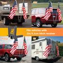 Heavy Duty Steel Dual Flag Pole Holder Hitch Mount for Trucks SUVs RVs Pickups with 2" Hitch - WeiSen - 70108013