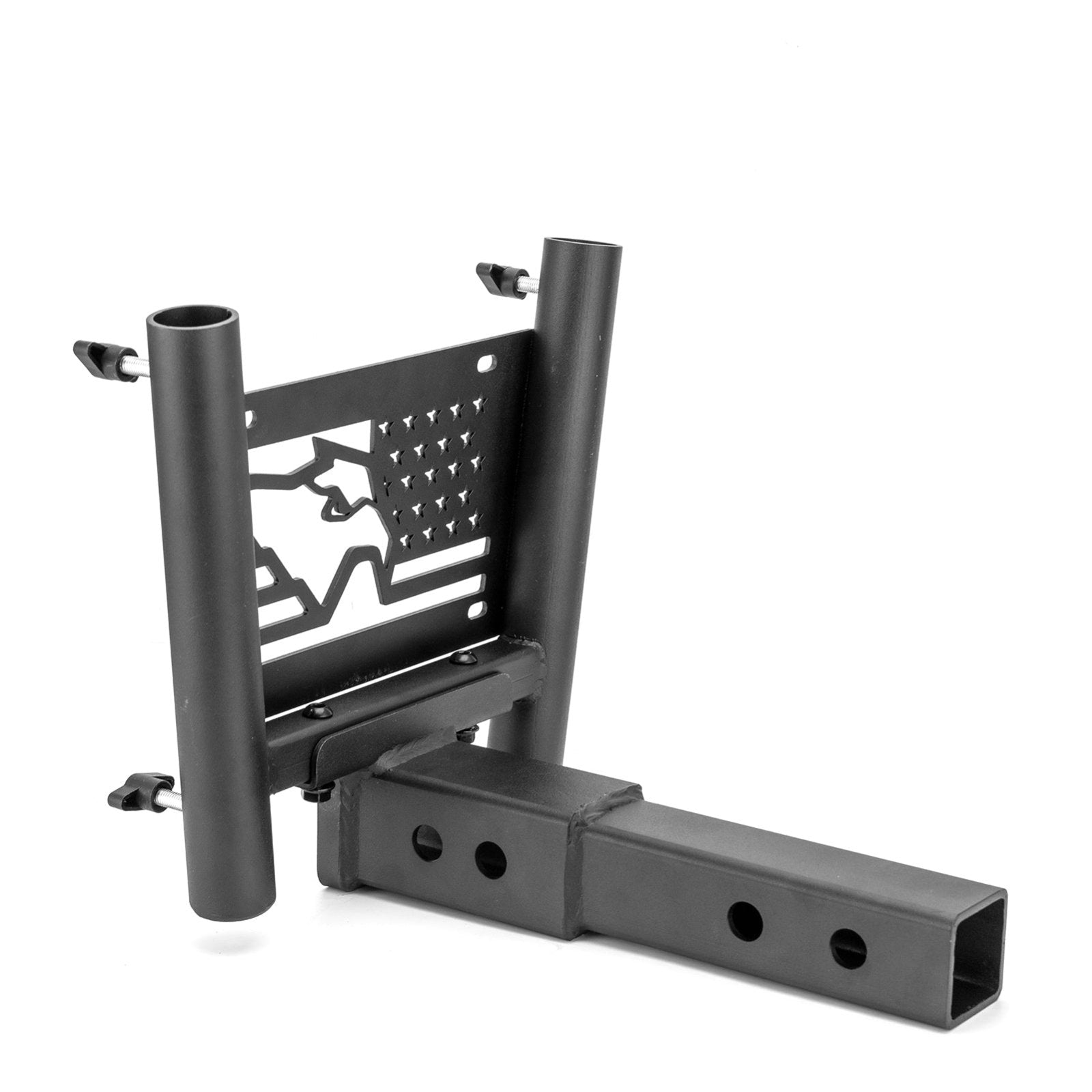 Heavy Duty Steel Dual Flag Pole Holder Hitch Mount for Trucks SUVs RVs Pickups with 2" Hitch - Weisen