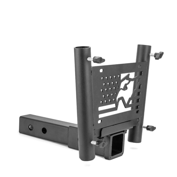Heavy Duty Steel Dual Flag Pole Holder Hitch Mount for Trucks SUVs RVs Pickups with 2" Hitch - WeiSen - 70108013