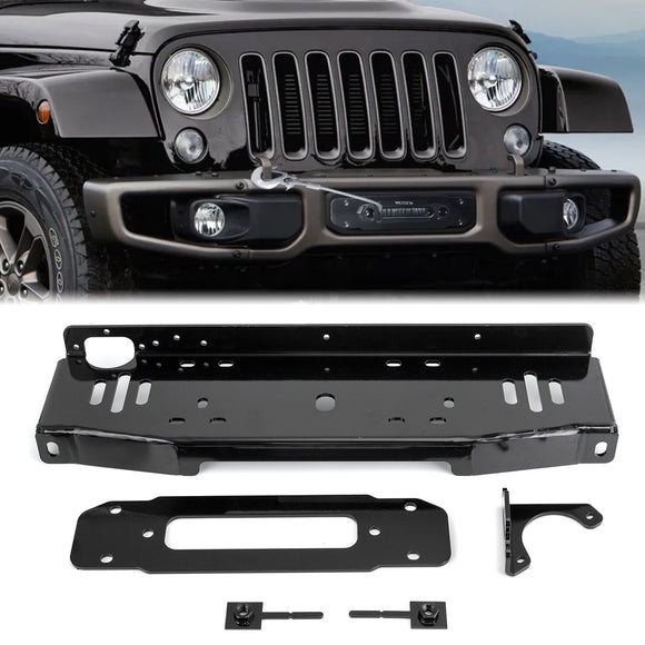 Heavy Duty Steel Winch Mounting Plate for 2013 - 2018 Jeep JK Rubicon Recon, Hard Rock, X, 10A, & 75th - WeiSen - 70109006