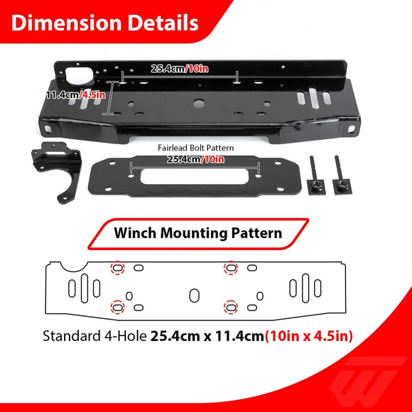 Heavy Duty Steel Winch Mounting Plate for 2013 - 2018 Jeep JK Rubicon Recon, Hard Rock, X, 10A, & 75th - WeiSen - 70109006