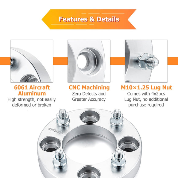 Honda Kawasaki Yamaha Suzuki 2Pcs 1.0" 1.5" Wheel Spacers 4x110mm | 6061 - T6 Forged Aluminum - WeiSen - 80403032