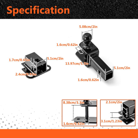 Honda Rancher TRX420 Rubicon TRX520/700 Rincon 650/680 ATV Rear Receiver Hitch Kit - WeiSen - 8010701503