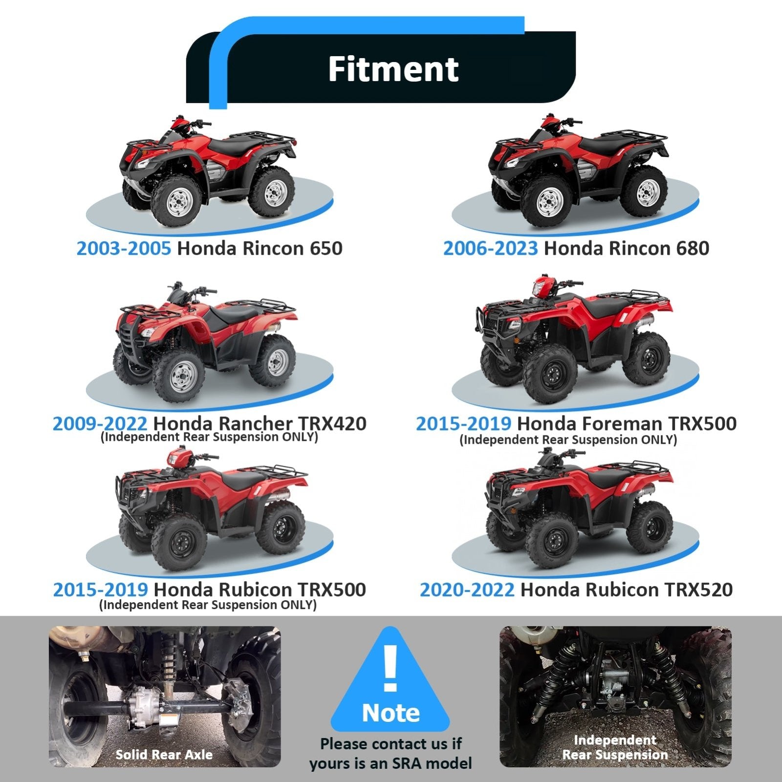 Honda Rincon 650 680 / Rancher TRX420 / Rubicon TRX500 TRX520 2INCH Rear Receiver Hitch & Shackle Hitch Receiver - WeiSen - 80107015+70304017