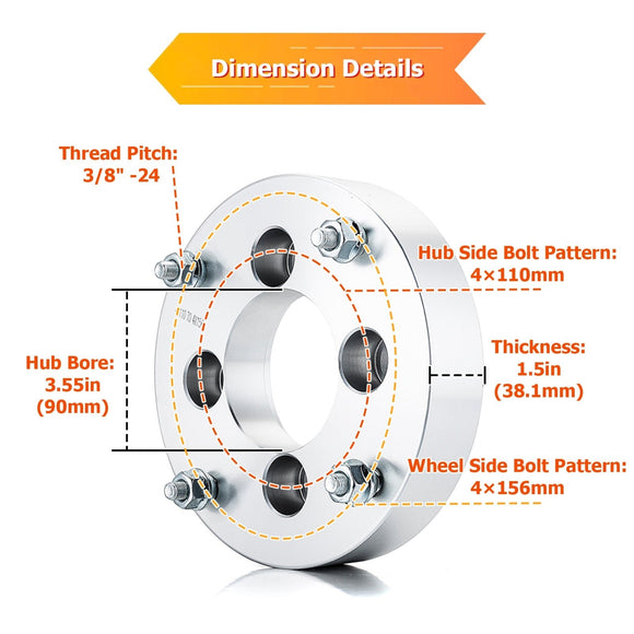 Honda Suzuki Arctic Can - am ATV 2Pcs 1.5" Wheel Spacers | 6061 - T6 Forged Aluminum - WeiSen - 80403015