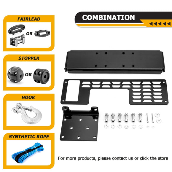 No Drill Heavy - Duty Steel Winch Mounting Bracket Plate Fits 2001 - 2009 Polaris Ranger 425 500 700 TM Fullsize - WeiSen - 80106038
