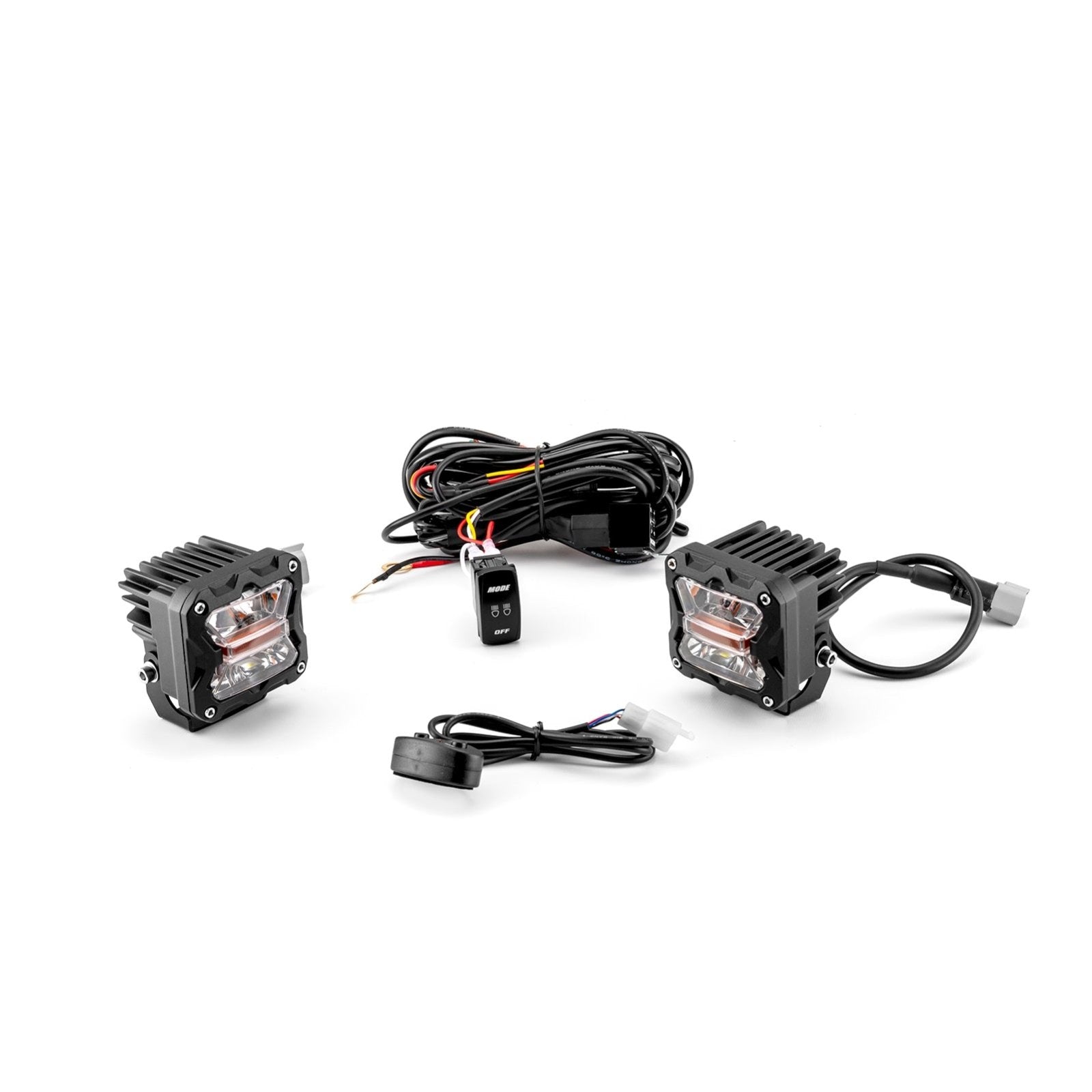 Pickups Trucks UTV SUV White & Amber Spot Beam & DRL BackLight 3" LED Strobe Light Pods W/ DT Wiring Harness Kit - Weisen