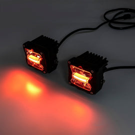 Pickups Trucks UTV SUV White & Amber Spot Beam & DRL BackLight 3" LED Strobe Light Pods W/ DT Wiring Harness Kit - WeiSen - 70201007