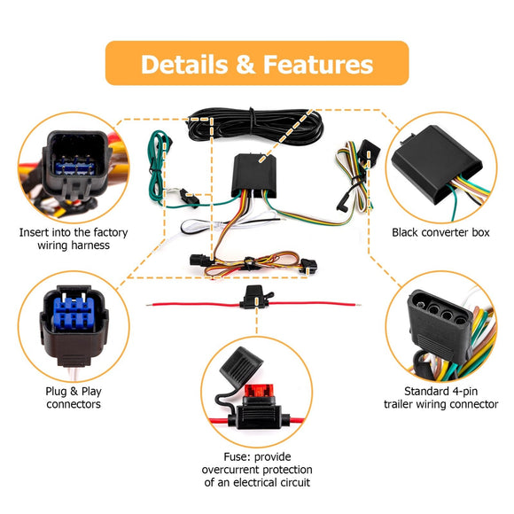 Plug & Play 4 - Pin Trailer Wiring Harness Kit for 2021+ 4th Gen Kia Sorento W/ LED Taillights - WeiSen - 70206027