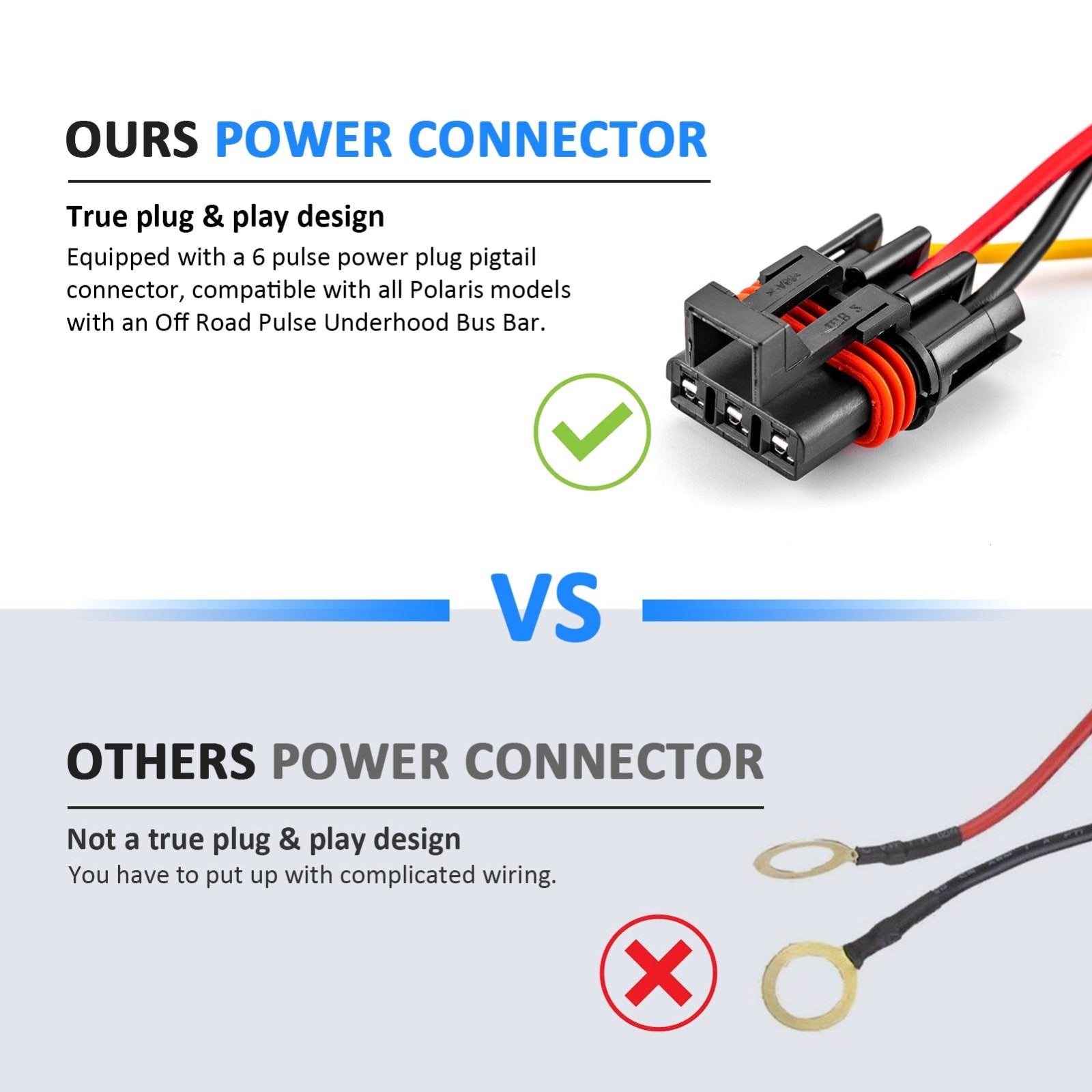 Polaris 3 Lead 14AWG & 18AWG Wiring Harness Kit with Pulse Power Bar Plug Connector for LED Lights - Weisen