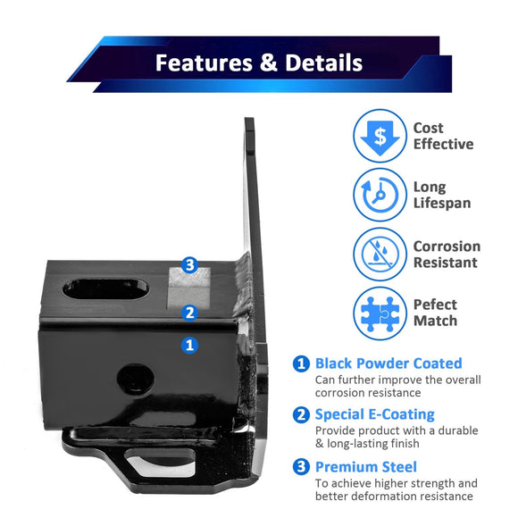 Polaris ATV Sportsman 335 400 500 600 700 Rear Trailer Hitch & Shackle Hitch Receiver w/ 3/4" D Ring & 7/8" Locking Pin - WeiSen - 80107018+70304017