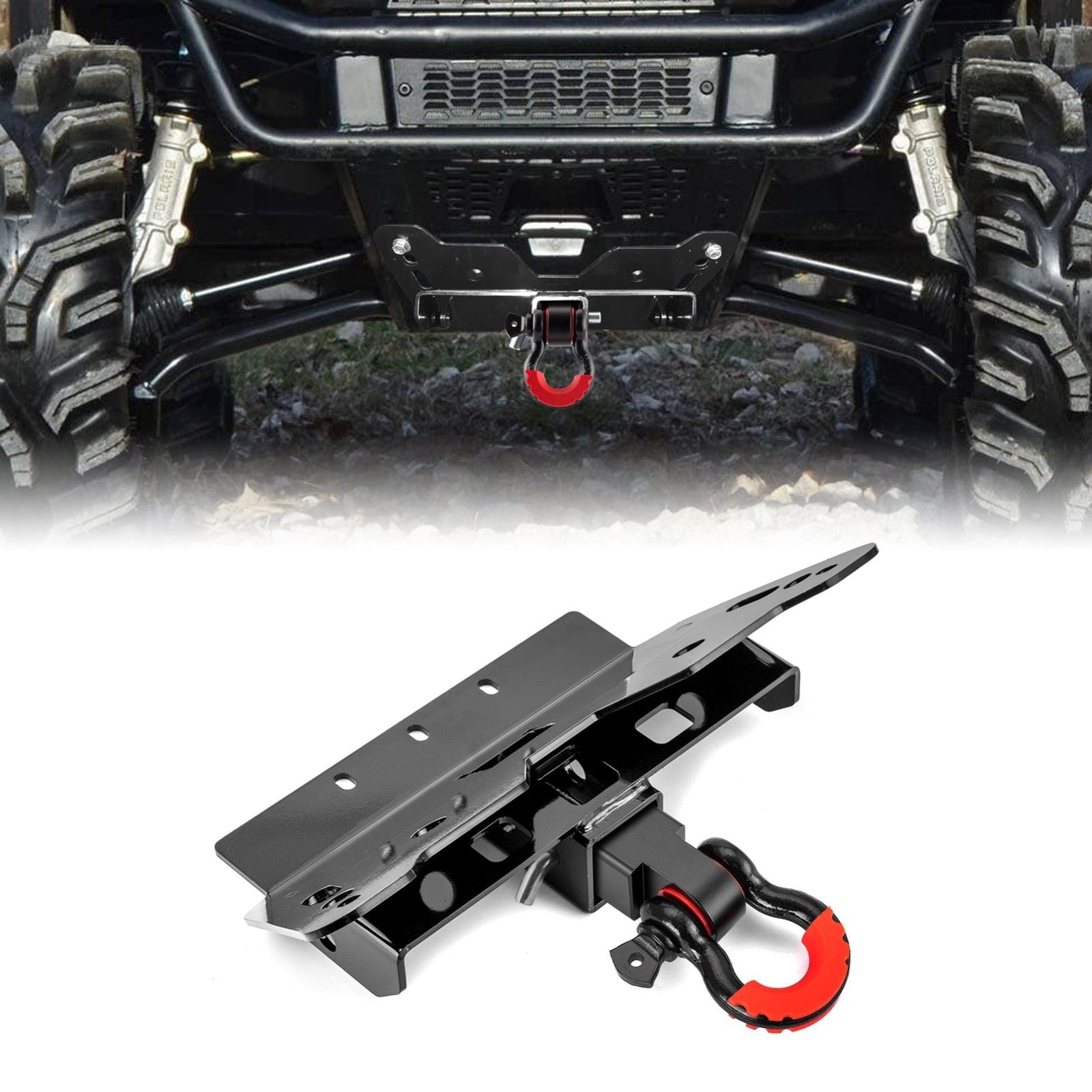 Polaris Full - Size/MidSize Ranger 500 570 800 Front Lower Receiver Hitch & 2" Shackle Hitch Receiver - WeiSen - 80107010+70304017