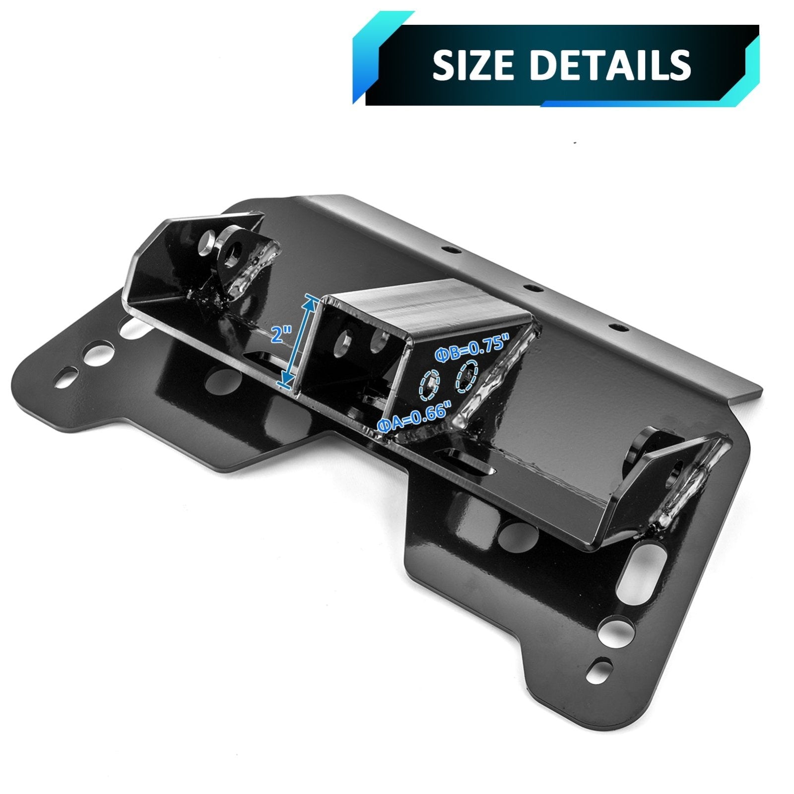 Polaris Full - Size/MidSize Ranger 500 570 800 Front Lower Receiver Hitch & 2" Shackle Hitch Receiver - Weisen