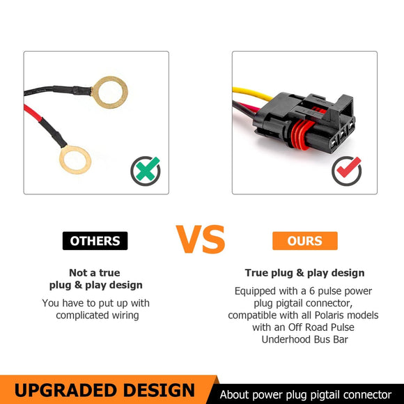 Polaris Lighted Whip Wiring Harness Kit W/ Pulse Power Bar Plug Connector - WeiSen - 80206016