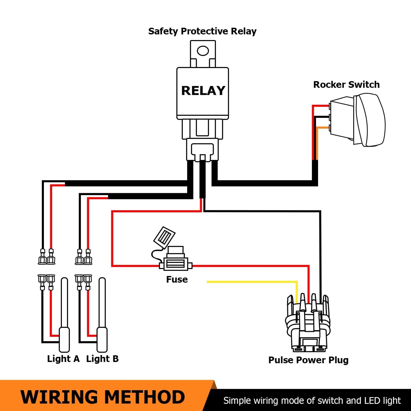 Polaris Lighted Whip Wiring Harness Kit W/ Pulse Power Bar Plug Connector - Weisen