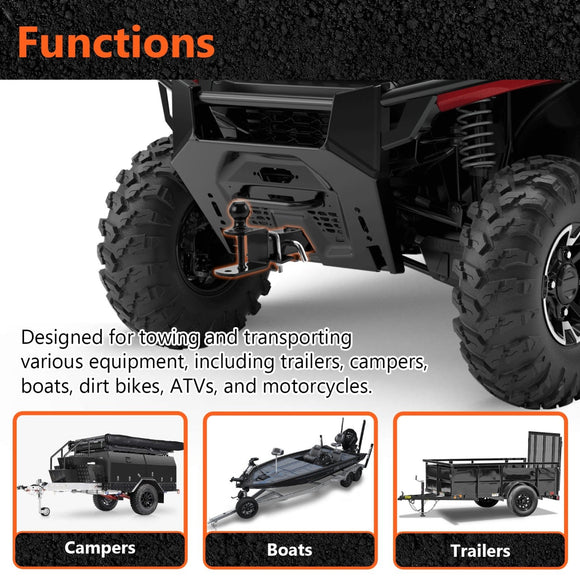 Polaris Ranger 1000/Crew/Premium/Northstar/Kinetic UTV Front Receiver Hitch Kit w/ 2 - Inch Trailer Hitch 3 - in - 1 Ball Mount 5/8" Lock Pin Tightener - WeiSen - 8010701203