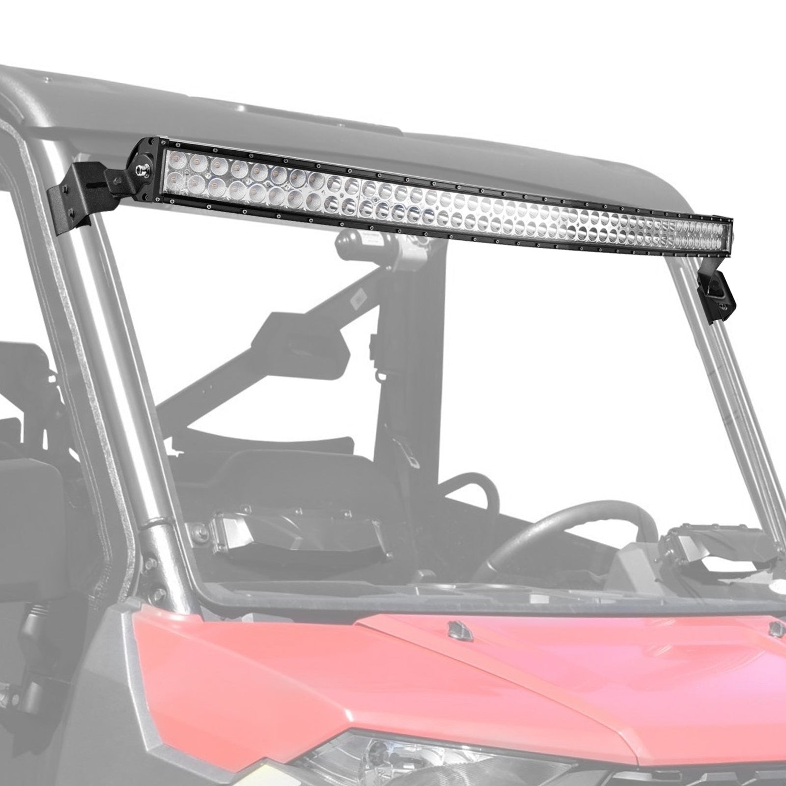 Polaris Ranger 570/900/1000 Fullsize Roof Amber/White Strobe 52" Dual Row Curved LED Light Bar Kit - Weisen