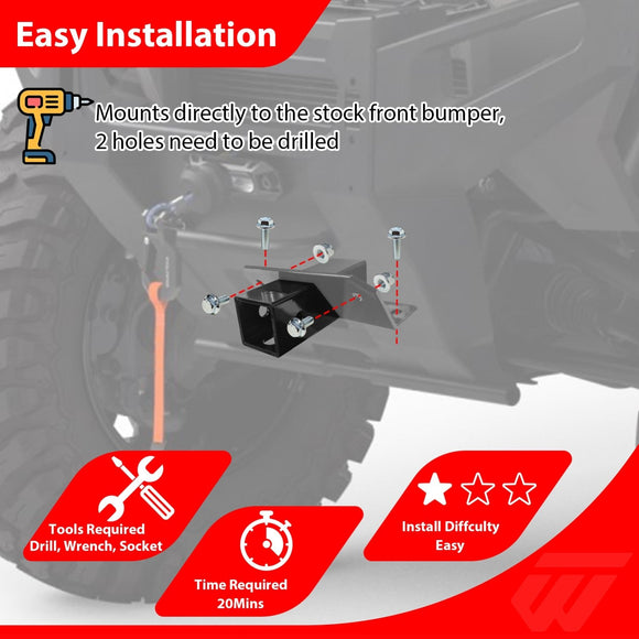 Polaris Ranger XD1500/Crew/Premium/Northstar Heavy - Duty Steel 2" Front Lower Receiver Hitch - WeiSen - 80107028