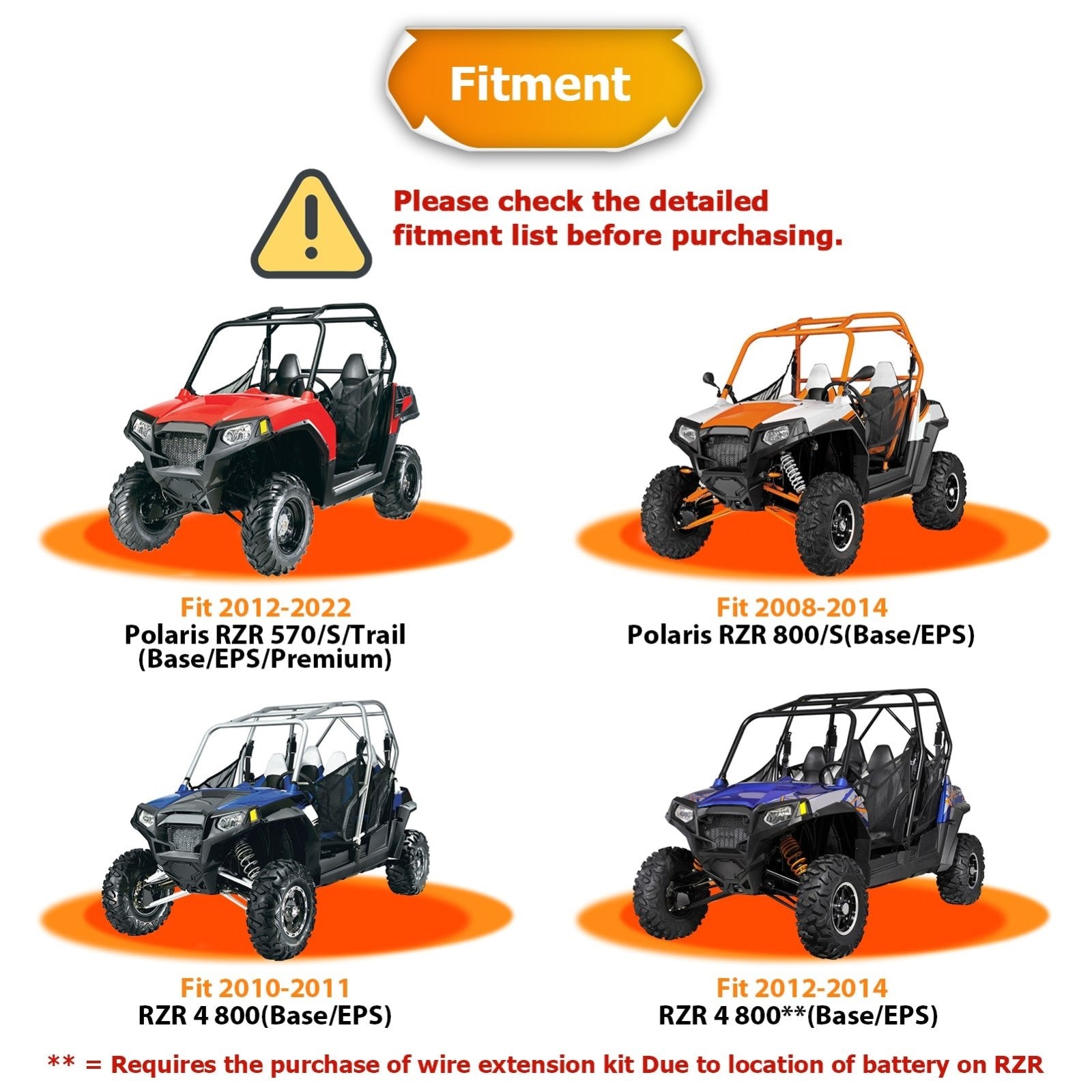 Polaris RZR 570/800/4 800/S 800 Wireless Remote Control 4500lb 12V Electric Winch Kit - WeiSen - 80310044