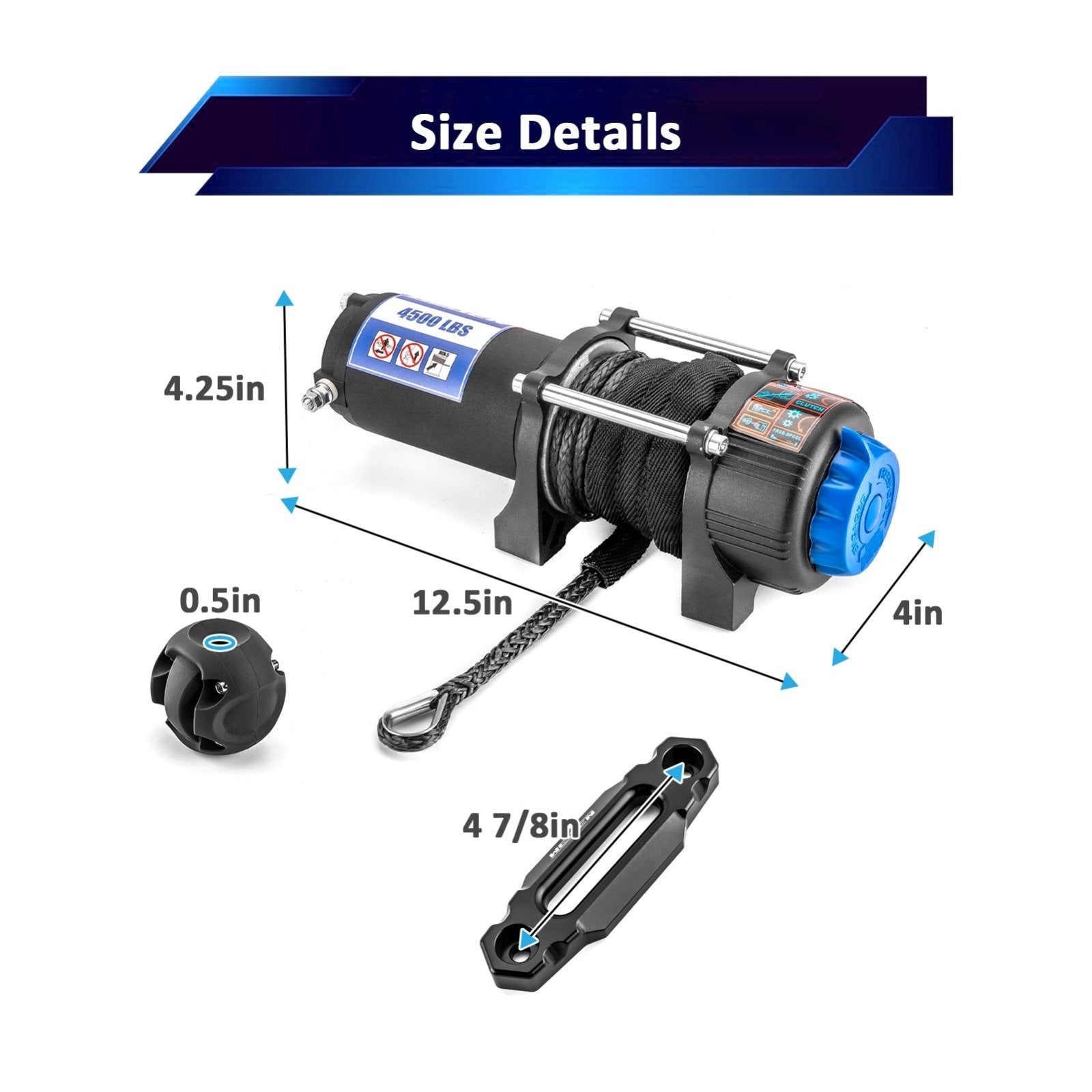 Polaris RZR 900/1000/XP Turbo General 1000 UTV ATV 4500lb 12V Electric Winch Kit - Weisen