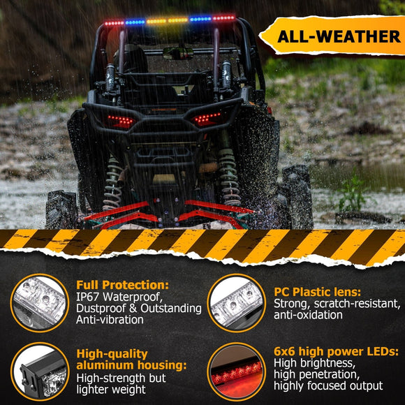 Polaris RZR Maverick X3 KRX1000 Multi - Function 36" Offroad LED Rear Chase Strobe Light Bar w/Brake Reverse Cargo Turn Signal Light - WeiSen - 80208004