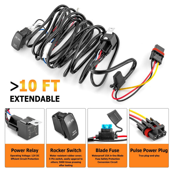 Polaris RZR Ranger General Xpedition w/ Pulse BusBar Plug&Play 2 Lead LED Light Wiring Harness Kit - WeiSen - 80206009