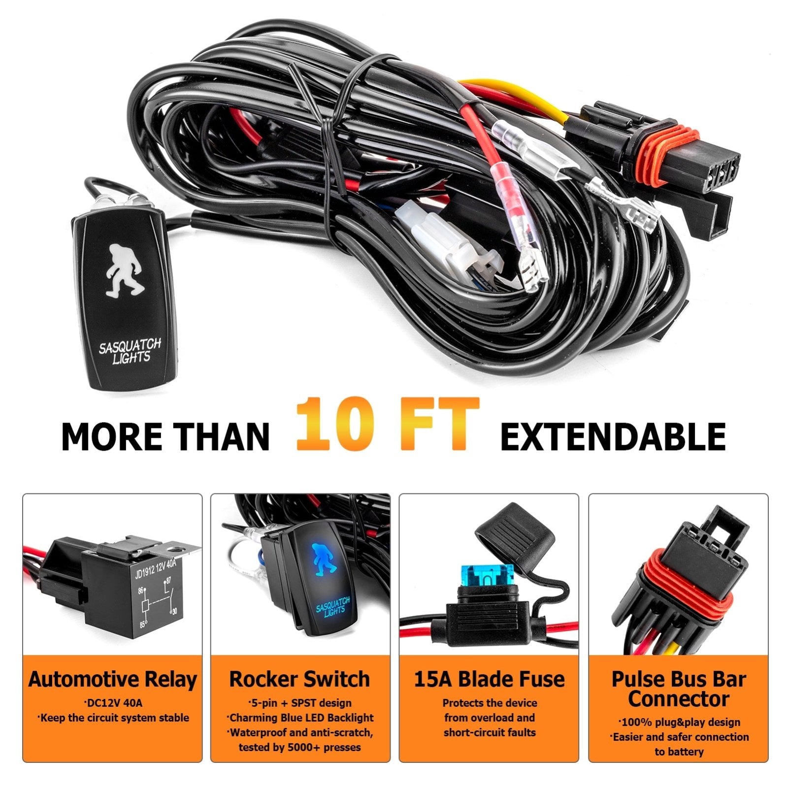 Polaris Wiring Harness Kit W/ Pulse Power Bar Plug Connector for LED L