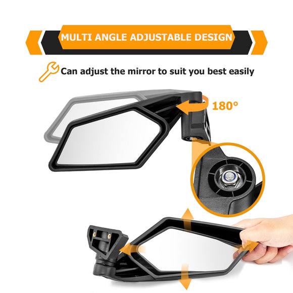Racing Side Rear View Mirrors for 2017 - 2024 Can Am Maverick X3 | Automatic Folding&Resetting - WeiSen - 80301043