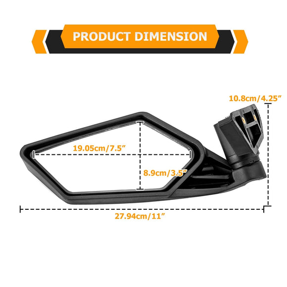 Racing Side Rear View Mirrors for 2017 - 2024 Can Am Maverick X3 | Automatic Folding&Resetting - WeiSen - 80301043