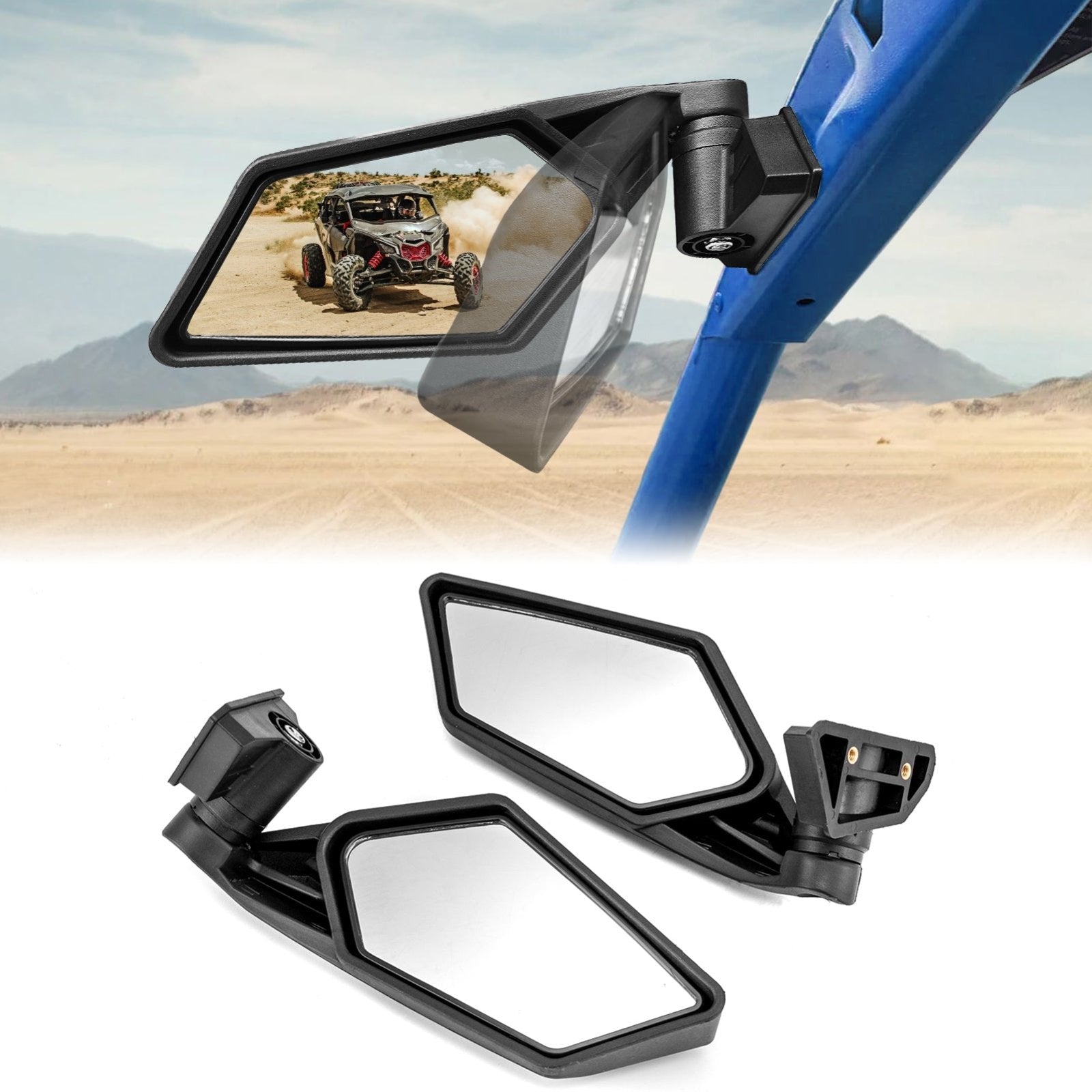 Racing Side Rear View Mirrors for 2017 - 2024 Can Am Maverick X3 | Automatic Folding&Resetting - WeiSen - 80301043