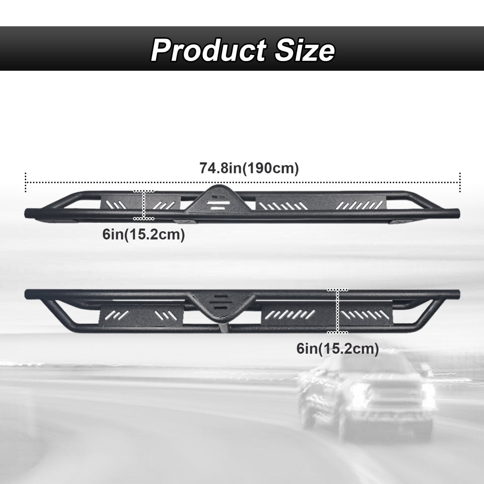 Running Boards Side Steps Rail Nerf Bars Heavy - Duty Steel for 2009 - 2018 Dodge RAM 1500 Quad Cab & 2019 - 2023 Dodge RAM 1500 Classic Quad Cab 4door - Weisen