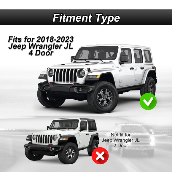 Running Boards Side Steps Rail Nerf Bars Heavy - Duty Steel for 2018 - 2023 Jeep Wrangler JL Unlimited 4 Door - WeiSen - JTB - 007