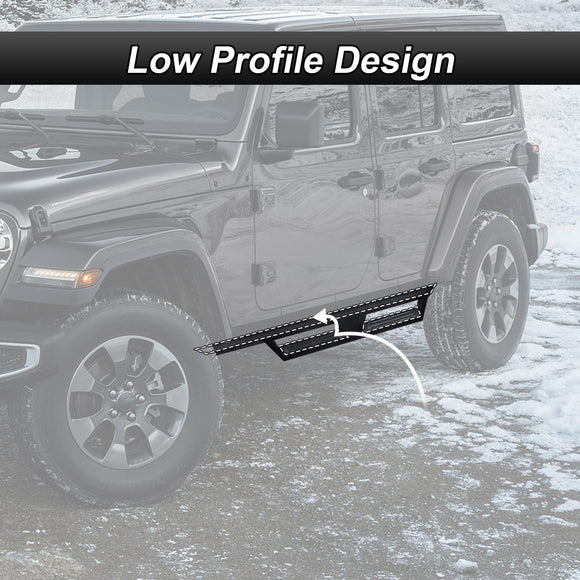Running Boards Side Steps Rail Nerf Bars Heavy - Duty Steel for 2018 - 2023 Jeep Wrangler JL Unlimited 4 Door - WeiSen - JTB - 007