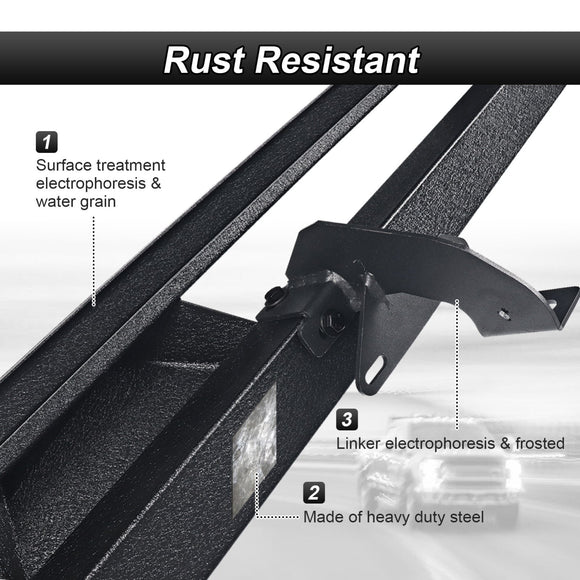 Running Boards Side Steps for 2021 - 2024 Ford Bronco 4 - Door, Heavy - Duty Steel - WeiSen - JTB - 001