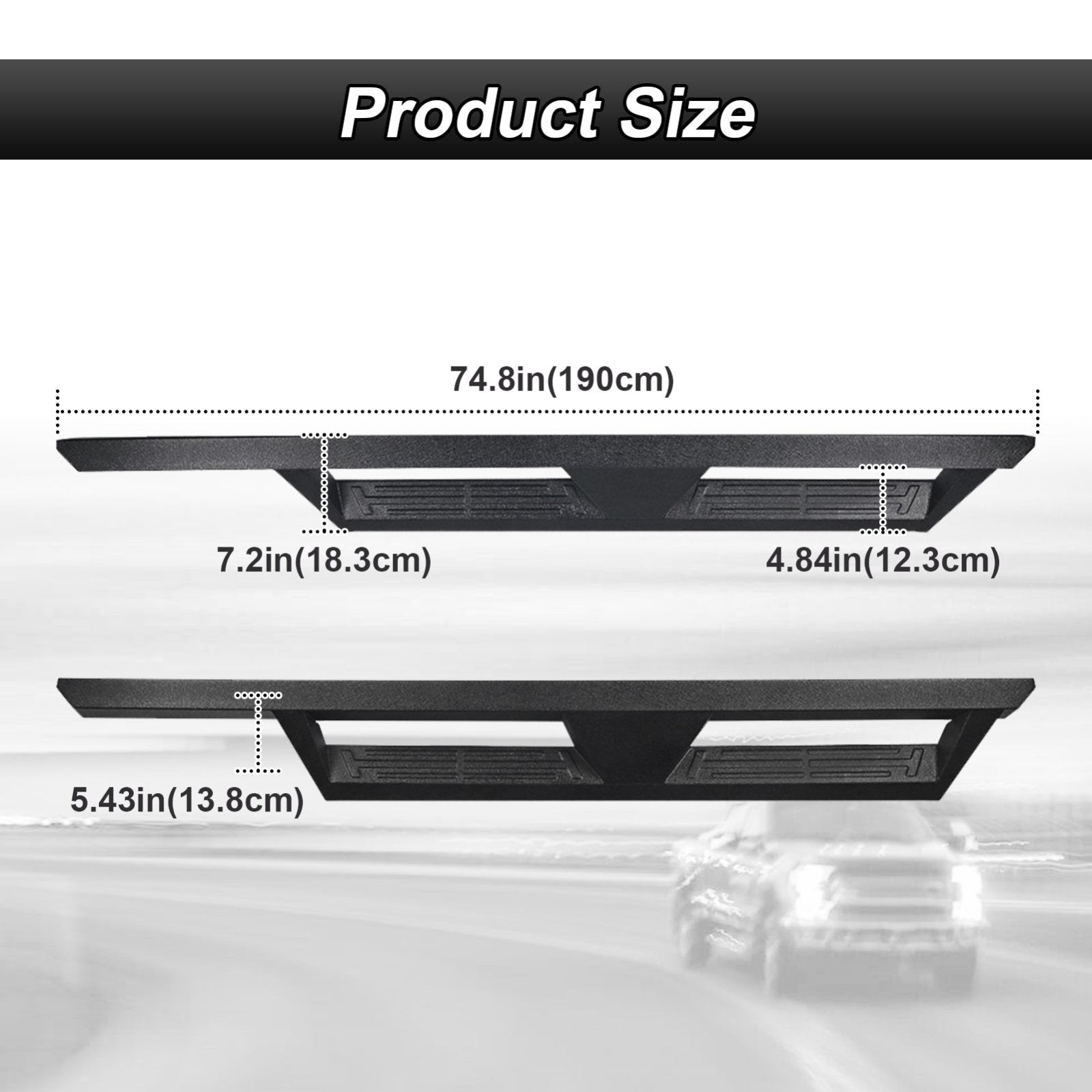 Running Boards Side Steps Rail Nerf Bars Heavy - Duty Steel for 2021 - 2024 Ford Bronco 4 Door - Weisen