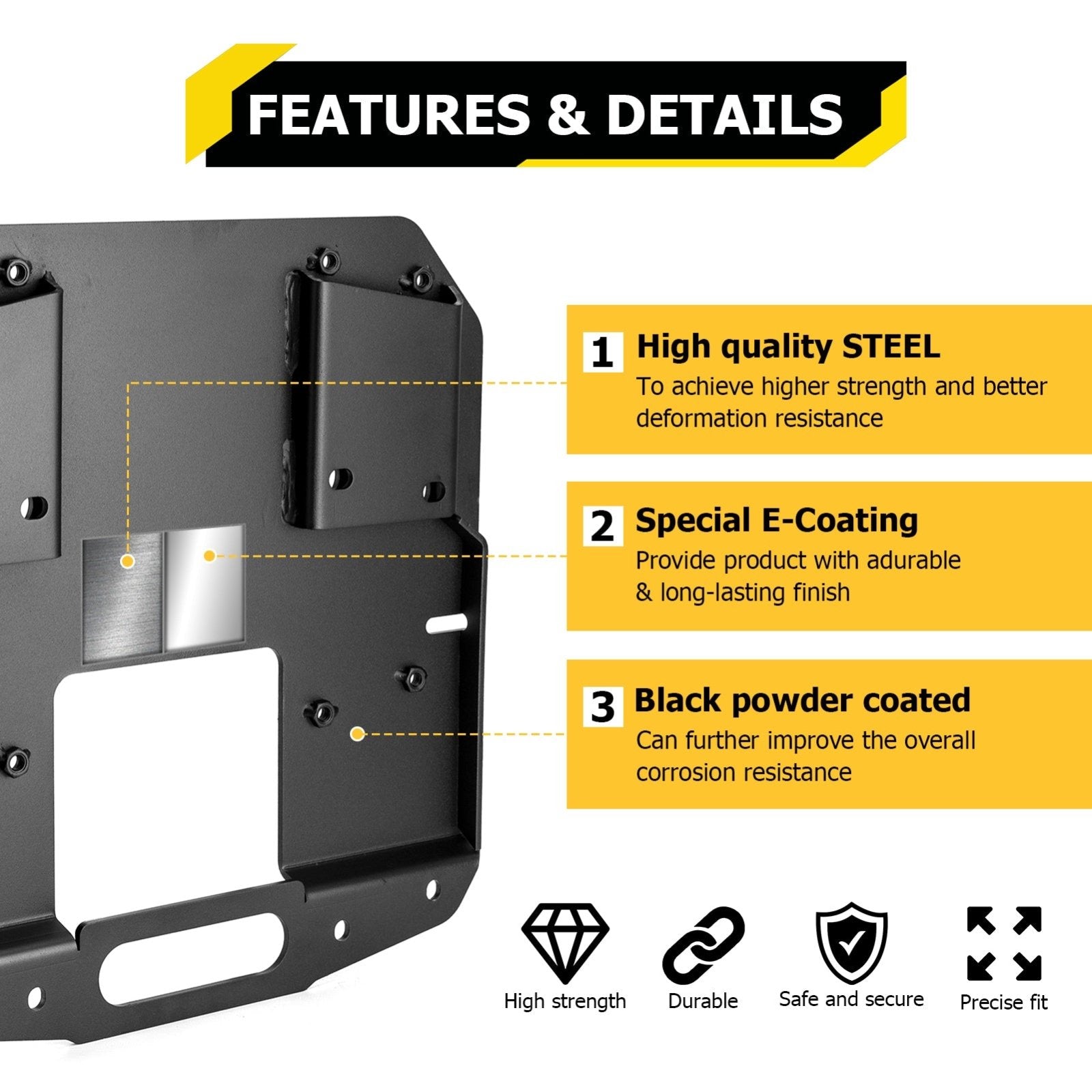 Solid Steel Bolt - on Spare Tire Carrier Relocation Bracket for 2018 - 2024 Jeep Wrangler JL w/ Rear Proximity Sensors - Weisen