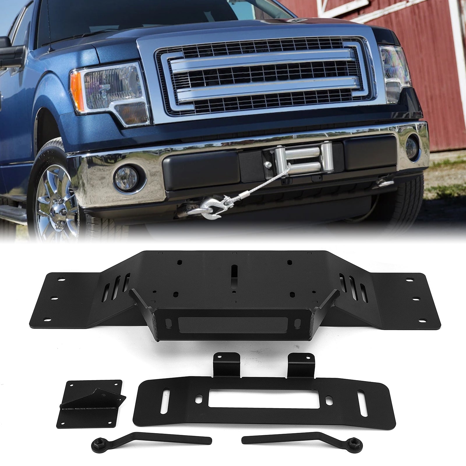 Steel Hidden Winch Mounting Bracket for 2009 - 2014 Ford F150 7th Gen with Factory Bumper - Weisen