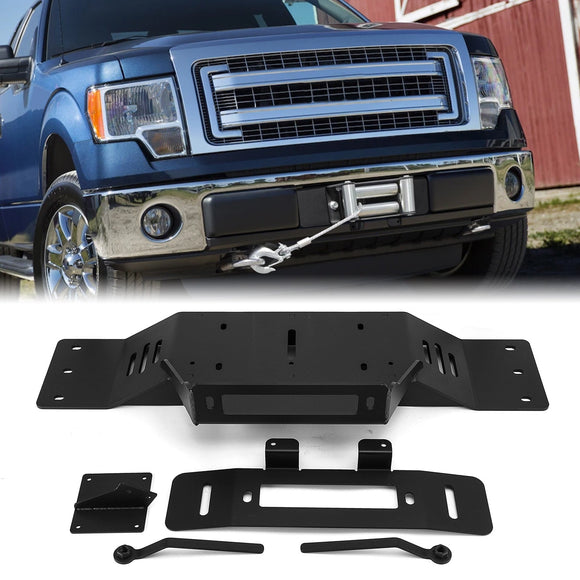 Steel Hidden Winch Mounting Bracket for 2009 - 2014 Ford F150 7th Gen with Factory Bumper - WeiSen - 70109004