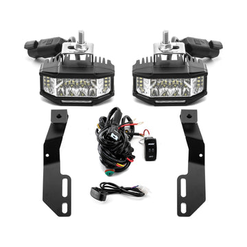 Subaru Crosstrek/Impreza/WRX/STI White&Amber Strobe 3.5 Inch LED Hood Hinge Ditch Light Pods w/ Wiring Harness Kit - WeiSen - 70104046+70201013