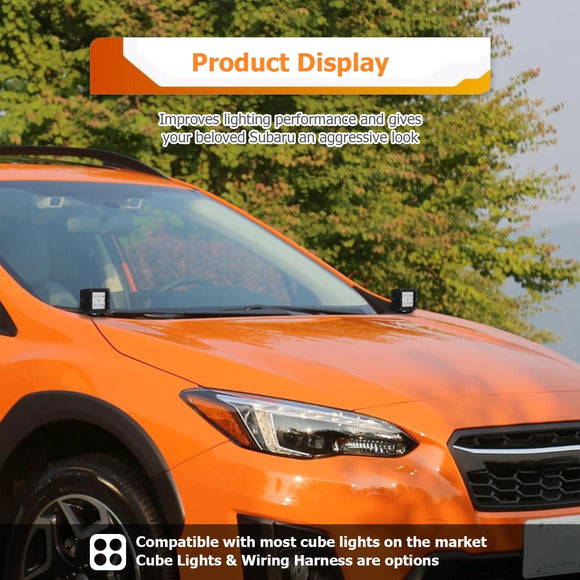 Subaru Crosstrek/Impreza/WRX/STI White&Amber Strobe 3.5 Inch LED Hood Hinge Ditch Light Pods w/ Wiring Harness Kit - WeiSen - 70104046+70201013