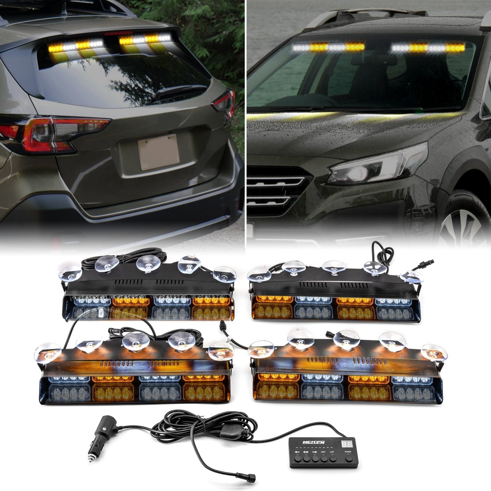 SUV Toyota Honda Hyundai KIA 4PCS Universal Single Row 16LEDs Amber White Emergency Hazard Warning Strobe Lights Kit - Weisen